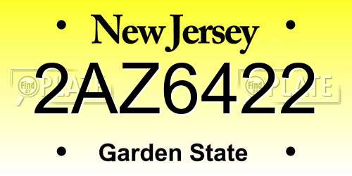 2AZ6422 New Jersey License Plate