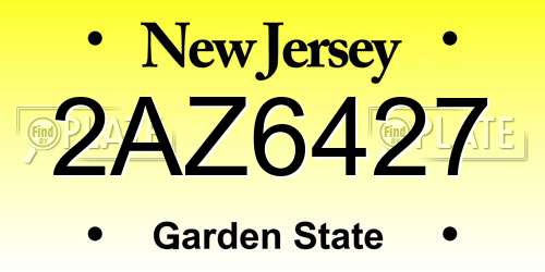 2AZ6427 New Jersey License Plate