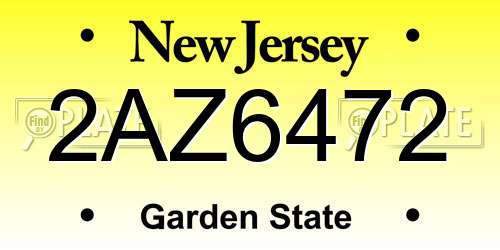 2AZ6472 New Jersey License Plate
