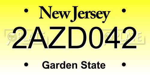 2AZD042 New Jersey License Plate