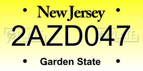 2AZD047 New Jersey License Plate