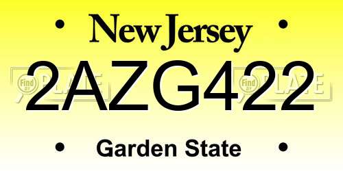 2AZG422 New Jersey License Plate