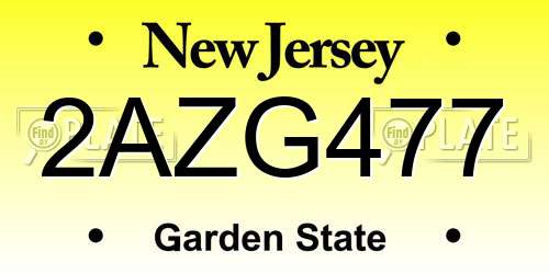 2AZG477 New Jersey License Plate