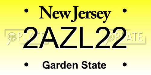 2AZL22 New Jersey License Plate