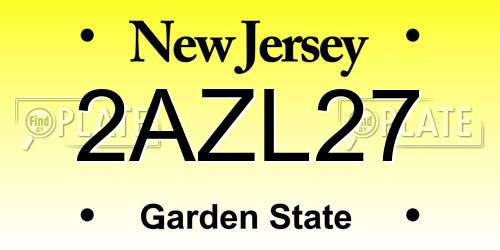 2AZL27 New Jersey License Plate