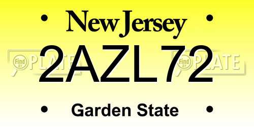 2AZL72 New Jersey License Plate