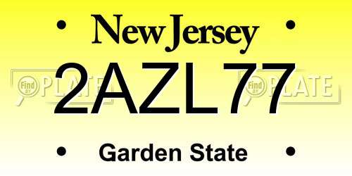 2AZL77 New Jersey License Plate