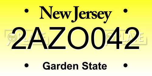 2AZO042 New Jersey License Plate