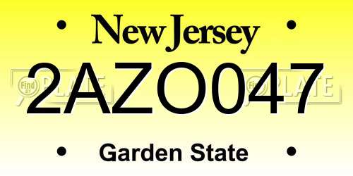 2AZO047 New Jersey License Plate