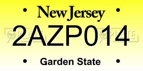 2AZP014 New Jersey License Plate
