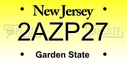 2AZP27 New Jersey License Plate