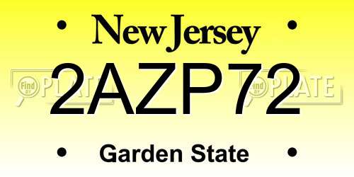 2AZP72 New Jersey License Plate
