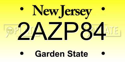 2AZP84 New Jersey License Plate