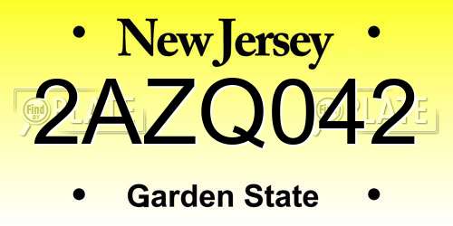 2AZQ042 New Jersey License Plate
