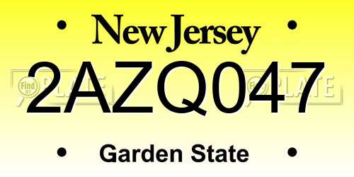 2AZQ047 New Jersey License Plate