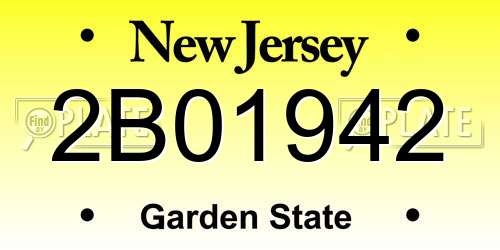 2B01942 New Jersey License Plate