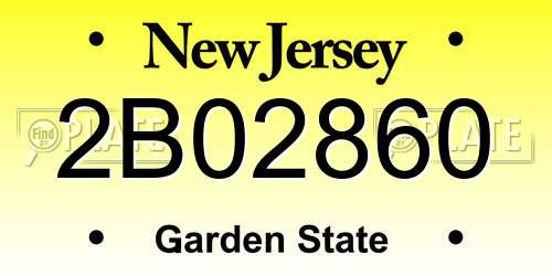 2B02860 New Jersey License Plate