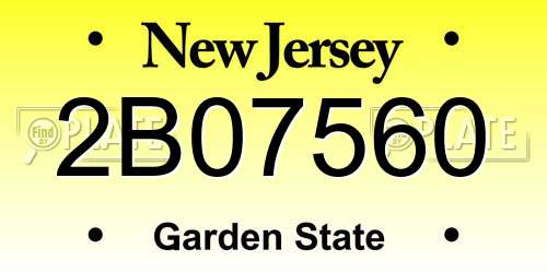 2B07560 New Jersey License Plate