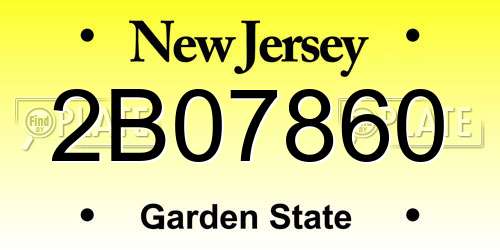 2B07860 New Jersey License Plate