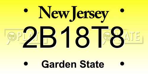 2B18T8 New Jersey License Plate