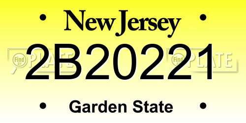 2B20221 New Jersey License Plate