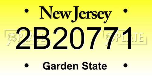 2B20771 New Jersey License Plate