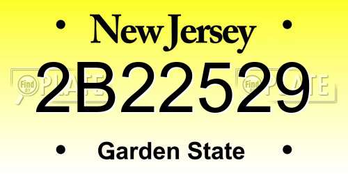 2B22529 New Jersey License Plate