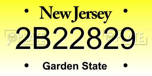 2B22829 New Jersey License Plate