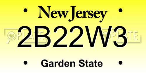 2B22W3 New Jersey License Plate