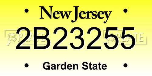 2B23255 New Jersey License Plate