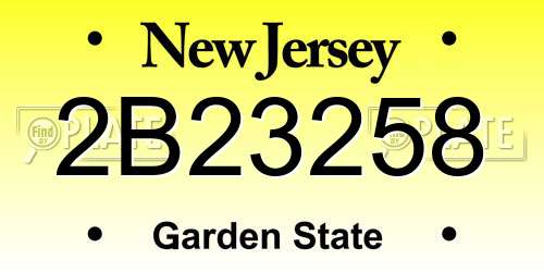 2B23258 New Jersey License Plate
