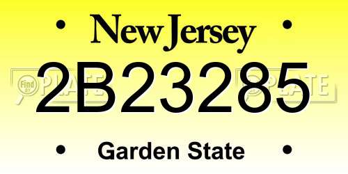 2B23285 New Jersey License Plate