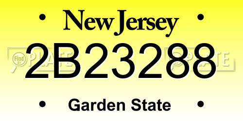 2B23288 New Jersey License Plate