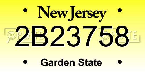 2B23758 New Jersey License Plate