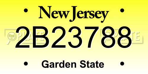 2B23788 New Jersey License Plate
