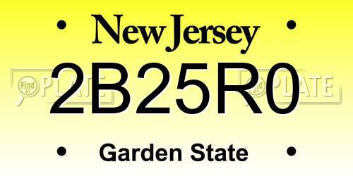 2B25R0 New Jersey License Plate