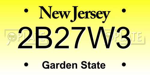 2B27W3 New Jersey License Plate