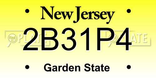2B31P4 New Jersey License Plate