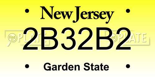 2B32B2 New Jersey License Plate