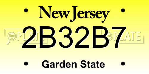 2B32B7 New Jersey License Plate