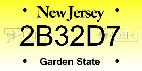 2B32D7 New Jersey License Plate