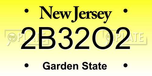 2B32O2 New Jersey License Plate