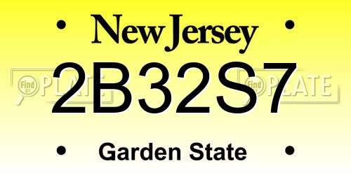 2B32S7 New Jersey License Plate