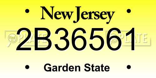 2B36561 New Jersey License Plate