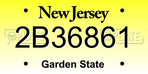 2B36861 New Jersey License Plate