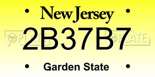 2B37B7 New Jersey License Plate