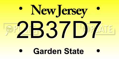 2B37D7 New Jersey License Plate