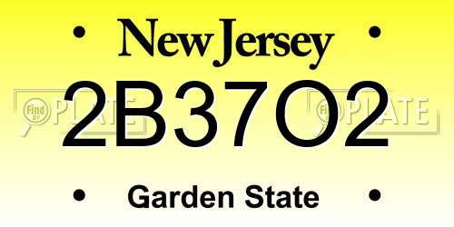 2B37O2 New Jersey License Plate