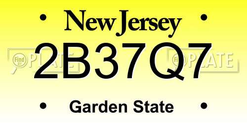 2B37Q7 New Jersey License Plate