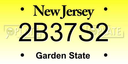 2B37S2 New Jersey License Plate